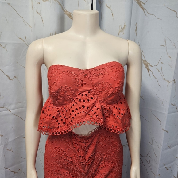 Topshop Red Strapless Jumpsuit with Sweetheart Neckline - Picture 4 of 11